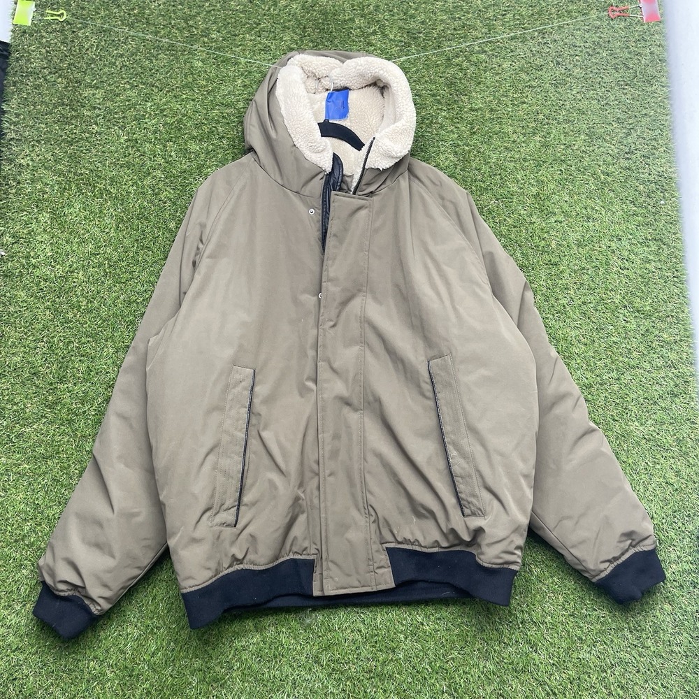 Sean John Puffer Jacket Mens 2XL Full Zip Sherpa Trim Hooded Lined Outdoor y2k